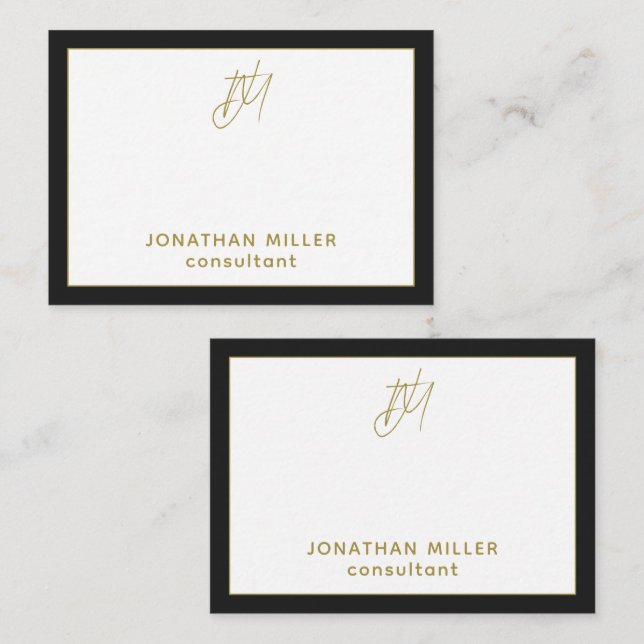 Modern skriptmonogram Namn och rubrik Anteckningskort (Fram/baksida)