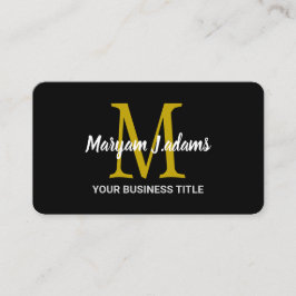 Modern skriptmonogram (QR-kod), Chic, svart Guld Visitkort