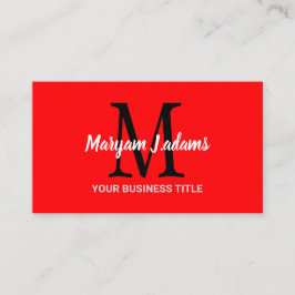 Modern skriptmonogram (QR-kod), Chic, svart, röd Visitkort