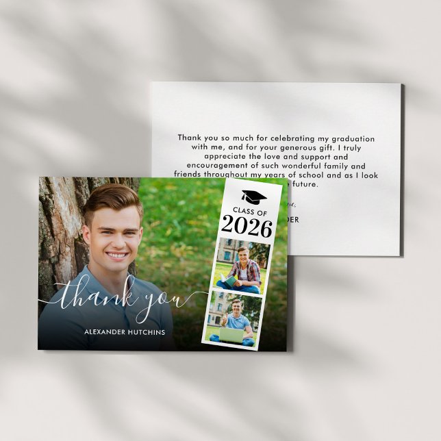 Modern skriptöverlägg 3 - foto Studenten Tack Kort (Skapare uppladdad)