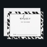 Modern skriptrådgivning för svart och vitt rådkort<br><div class="desc">Modern Bröllop-skript för Bride Advice Card i svartvitt.</div>