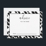 Modern skriptrådgivning för svart och vitt rådkort<br><div class="desc">Modern Bröllop-skript för Bride Advice Card i svartvitt.</div>