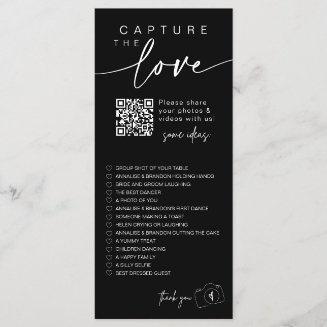 Modern skriptregistrering av QR CODE-kortet Kärlek Meny (Framsida)