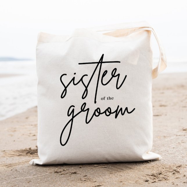 Modern skriptsyster i Groom Tote Bag Tygkasse (Skapare uppladdad)