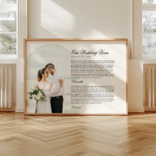Modern skripttypografi Bröllopslöften Båge Foto Poster