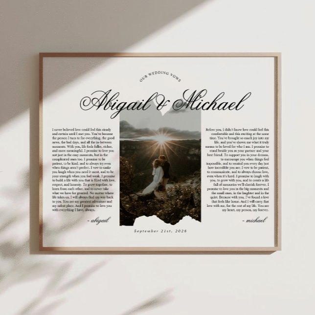 Modern skripttypografi Bröllopslöften med foto Poster (Skapare uppladdad)
