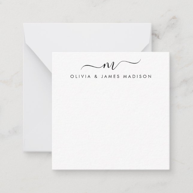 Modern skriptväxling Monogram par Stationery Anteckningskort (Framsida)