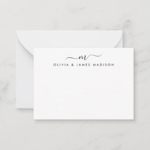 Modern skriptväxling Monogram par Stationery Anteckningskort