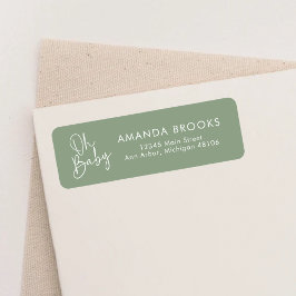 Modern skriptväxling Oh Baby enkel Returadress Etikett