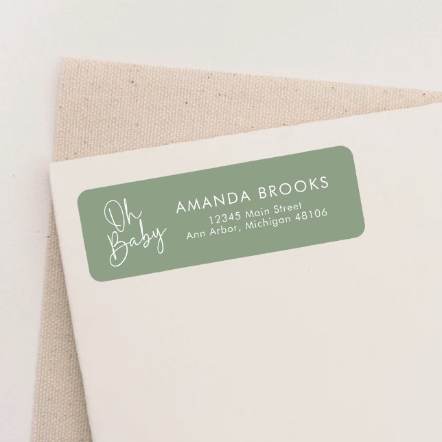 Modern skriptväxling Oh Baby enkel Returadress Returadress Etikett (Skapare uppladdad)