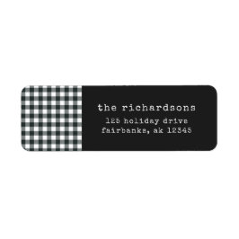 Modern skrivmaskin | Black and White Gingham Returadress Etikett