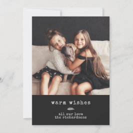 Modern skrivmaskin | Helgdag Photo on Black Gingha Julkort