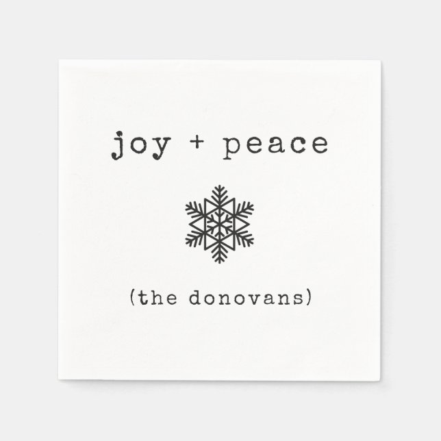 Modern skrivmaskin | Svartvit jul Pappersservett (Framsidan)