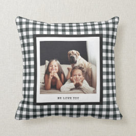 Modern skrivmaskin | Två foton på Black Gingham Kudde