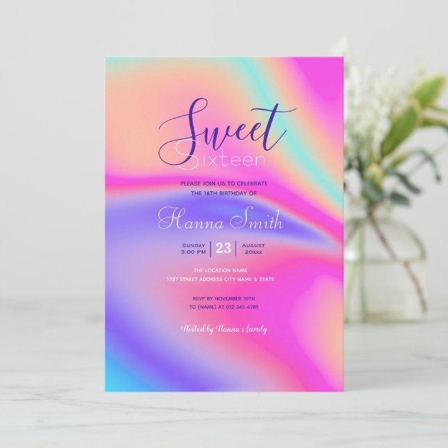 Modern skrovgrafisk övertoningsswirtdesign inbjudningar (Stående Fram)