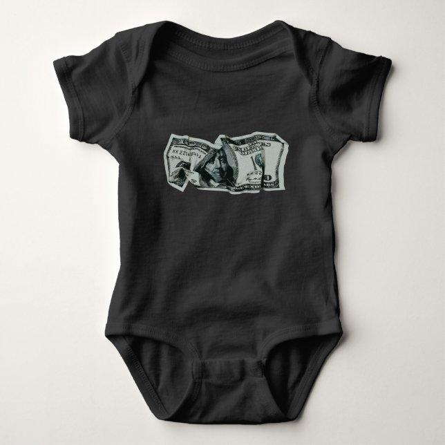 Modern skrynklad 100 dollarsedelsdesign t shirt (Framsida)
