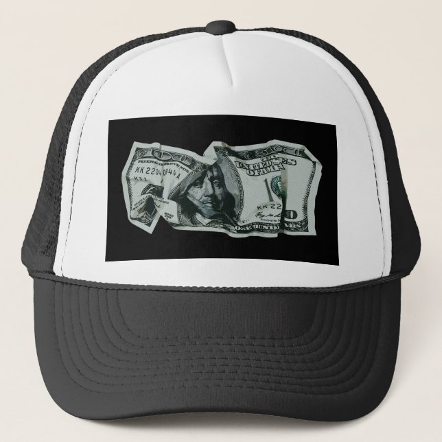 Modern skrynklig 100 dollarsedelsdesign keps (Framsida)