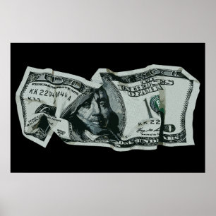Modern skrynklig $100-sedels design poster