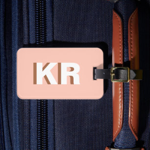 Modern skuggmonogram färgblock Brun Beige Bagagebricka