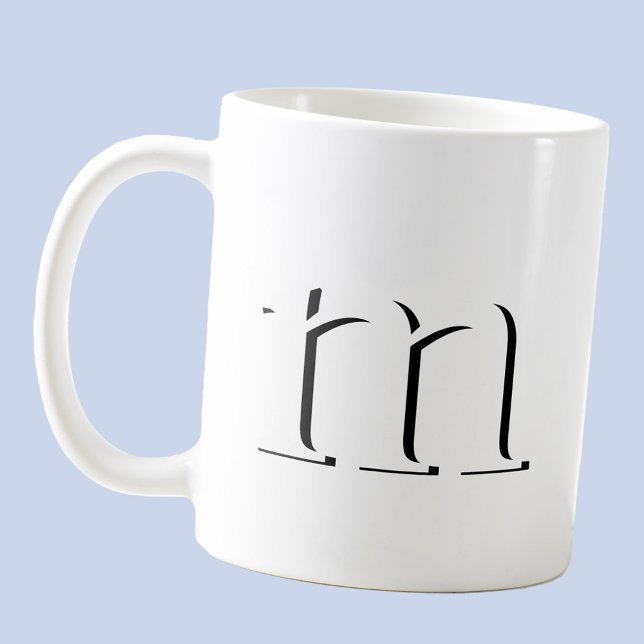 Modern skuggmonogram, inledande nedre Fodral Kaffemugg (Simple lower case drop shadow personalized monogram initial mug)