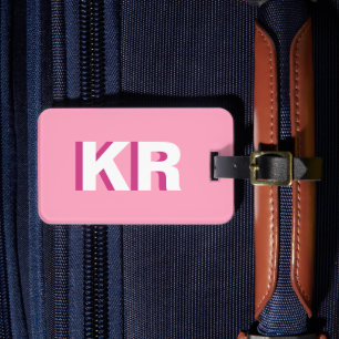 Modern skuggmonogram rosa personlig bagagebricka