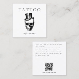 Modern SKULL-tatuering Eftervård Anvisningar QR-ko Fyrkantigt Visitkort