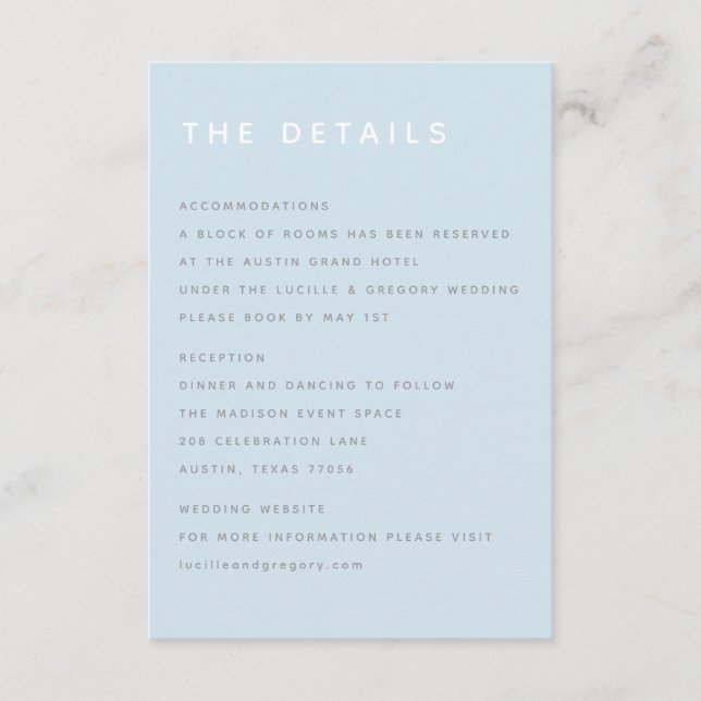 Modern Sky Blue Editorial All Caps Enclosure Tilläggskort (Framsida)