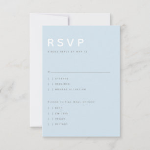 Modern Sky Blue Editorial All Caps RSVP blir OSA Kort