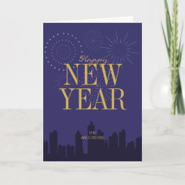 Modern Skyline Gott nytt år Greeting Card Helgkort