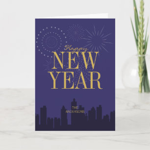 Modern Skyline Gott nytt år Greeting Card Helgkort