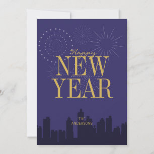 Modern Skyline Gott nytt år-kortet Julkort