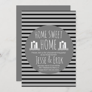 Modern Skyline Homes Houseuppvärmning Party Inbjudningar