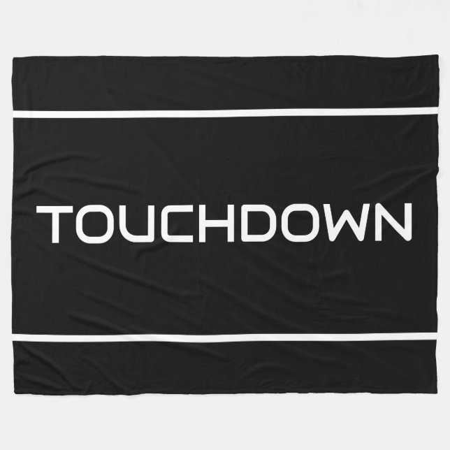 Modern Slank TOUCHDOWN Textränder På Kraftig Svart Fleecefilt (Framsidan (Horisontell))