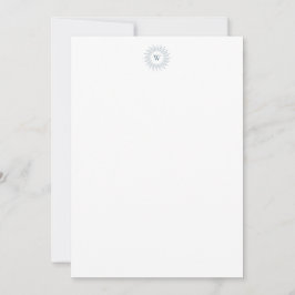 Modern Slate Blue Sunburst Monogram Anteckningskort