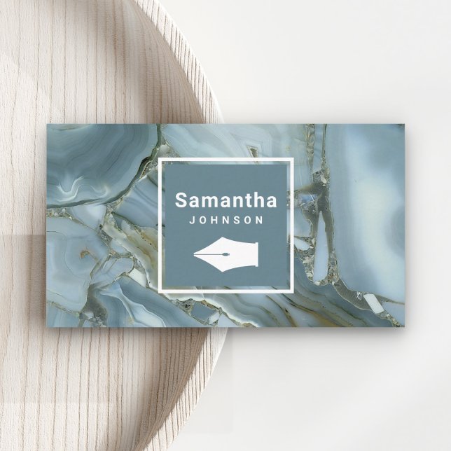 Modern Slate Grått Marble Pen Nib Professionell Visitkort (Skapare uppladdad)