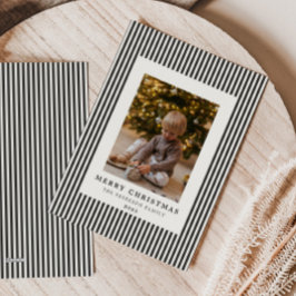 Modern Slate Grått Streck-julfamiljfoto Julkort
