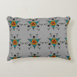 "Modern Slate Mandala" Prydnadskudde<br><div class="desc">Elegant and modern seamless mandala pattern featuring vibrant orange and yellow accents on a sophisticated slate gray background. A high-quality design perfect for contemporary home decor and professional styling."</div>