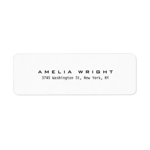Modern slättsvart & vitMinimalistprofessionell Returadress Etikett