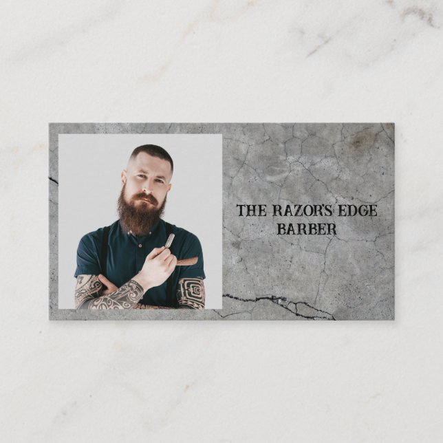 Modern Sleek Black and Gray Barbershop  Visitkort (Framsida)