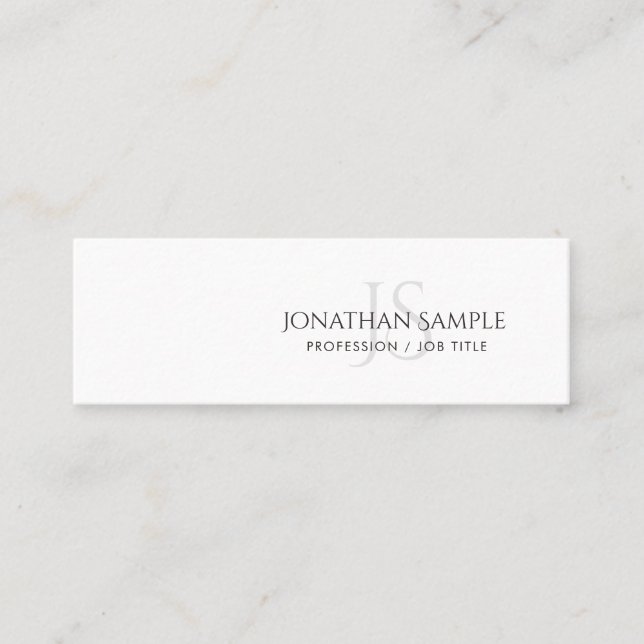Modern Sleek Elegant Monogram Plain Trendig Mini Visitkort (Framsida)