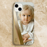 Modern Sleek Guld Band Photo w/Monogram