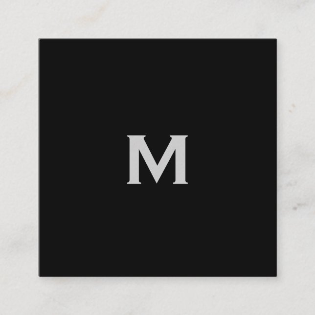 Modern Sleek Lux Monogram på svart Fyrkantigt Visitkort (Framsida)