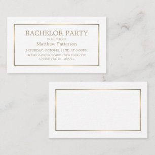 Modern & Sleek, Vita/Guld Bachelor Party Biljett