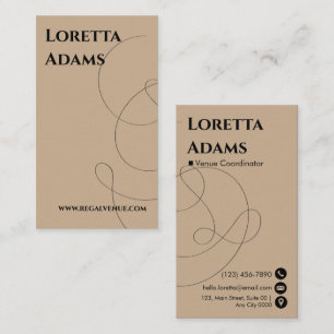 Modern Sleek Warm Taupe Elegant Black Typography Visitkort