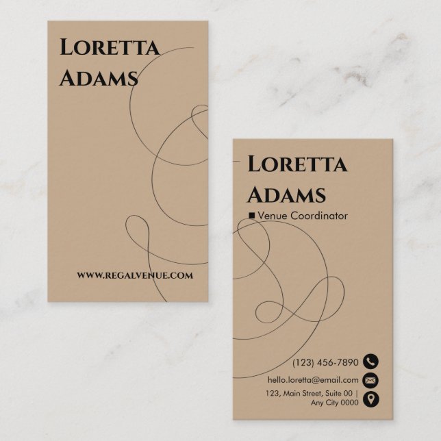 Modern Sleek Warm Taupe Elegant Black Typography Visitkort (Fram/baksida)