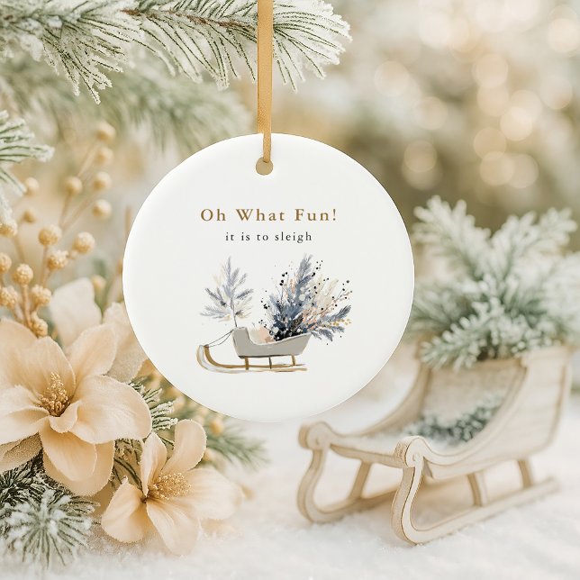 Modern Sleigh Photo Keepsakjul Julgransprydnad Keramik (Skapare uppladdad)