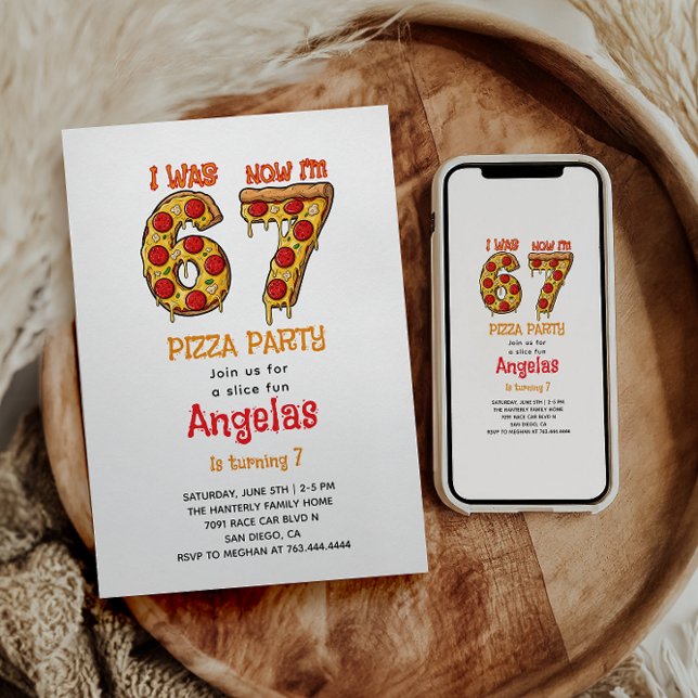 Modern Slice Slice Boy Six Seven Birthday Party Inbjudningar (Modern Slice Slice Boy Six Seven Birthday Party Invitation
)