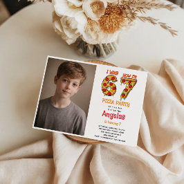 Modern Slice Slice Boy Six Seven Birthday Party Inbjudningar