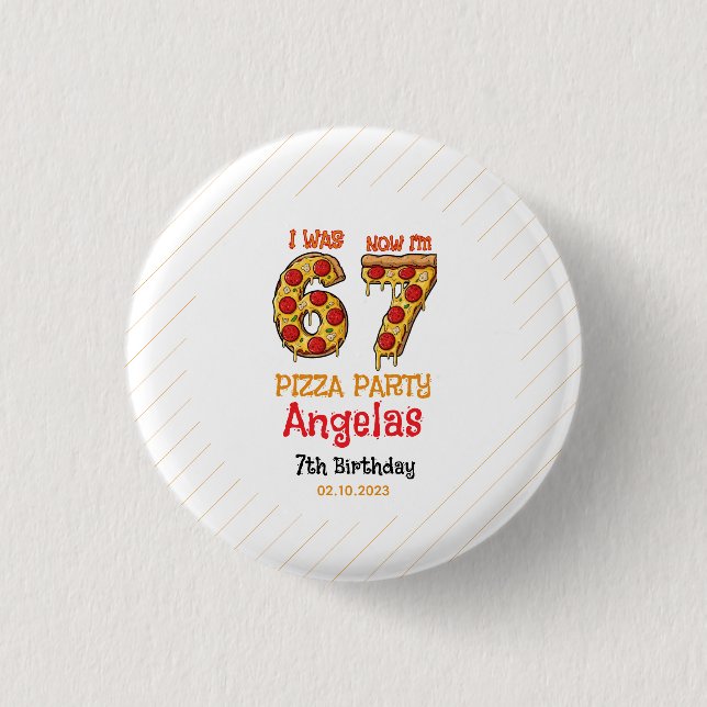 Modern Slice Slice Boy Six Seven Birthday Party Knapp (Framsida)