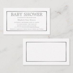 Modern & Slick, Vit & Silver Baby Shower Biljett